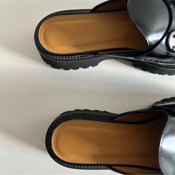 GUCCI Sylke horsebit-detailed glossed-leather mules Black Size 39.5 - Picture 10 of 10